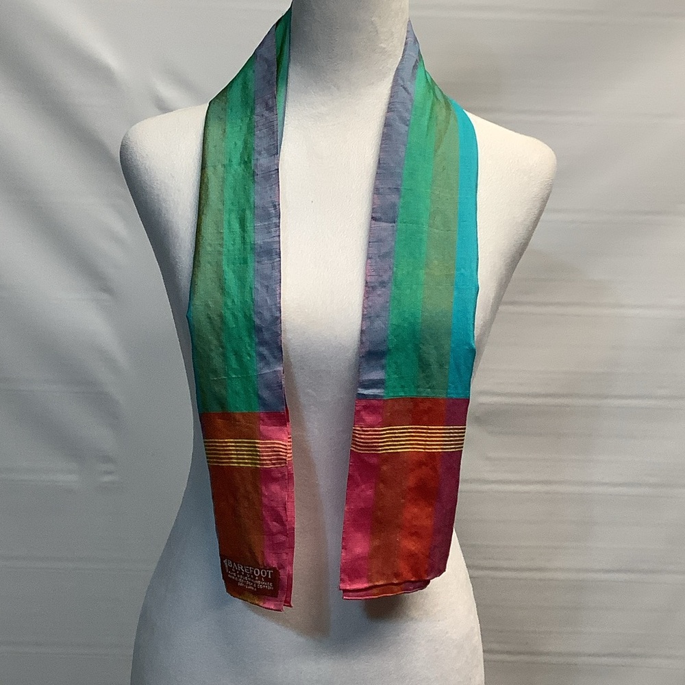 Barefoot Ceylon Hand-Woven Silk & Cotton Scarf -Multicolor -Sri Lanka